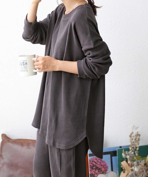 antiqua（アンティカ）の「万能すぎる。オーガニックコットンルームウェア（ルームウェア/パジャマ・レディース・ベージュ/ネイビー/カーキ/ダークグレー・FREE）」の5枚目の写真