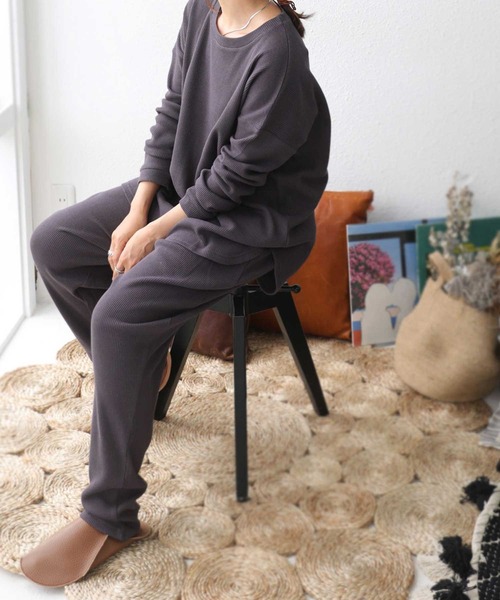 antiqua（アンティカ）の「万能すぎる。オーガニックコットンルームウェア（ルームウェア/パジャマ・レディース・ベージュ/ネイビー/カーキ/ダークグレー・FREE）」の7枚目の写真