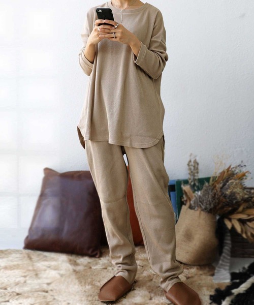 antiqua（アンティカ）の「万能すぎる。オーガニックコットンルームウェア（ルームウェア/パジャマ・レディース・ベージュ/ネイビー/カーキ/ダークグレー・FREE）」の8枚目の写真