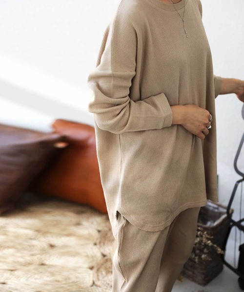 antiqua（アンティカ）の「万能すぎる。オーガニックコットンルームウェア（ルームウェア/パジャマ・レディース・ベージュ/ネイビー/カーキ/ダークグレー・FREE）」の9枚目の写真