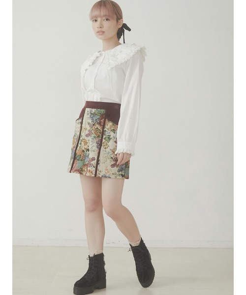 merry jenny（メリージェニー）の「ジャガードキリカエミニスカート（スカート・レディース・カーキ/ボルドー・FREE）」の3枚目の写真