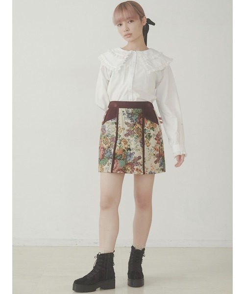 merry jenny（メリージェニー）の「ジャガードキリカエミニスカート（スカート・レディース・カーキ/ボルドー・FREE）」の5枚目の写真