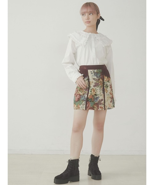 merry jenny（メリージェニー）の「ジャガードキリカエミニスカート（スカート・レディース・カーキ/ボルドー・FREE）」の6枚目の写真