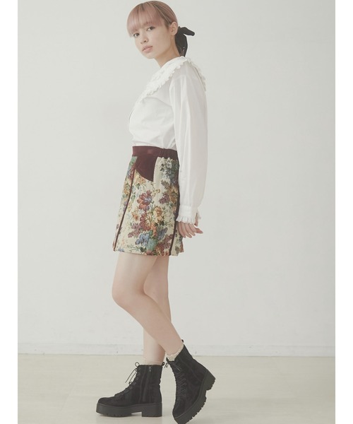 merry jenny（メリージェニー）の「ジャガードキリカエミニスカート（スカート・レディース・カーキ/ボルドー・FREE）」の7枚目の写真