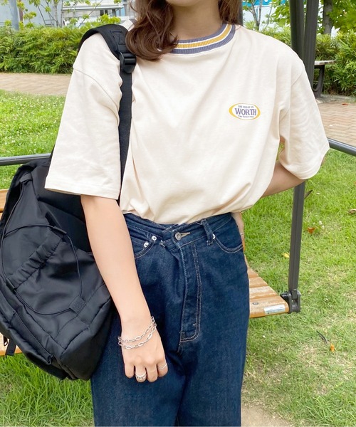 apres jour(アプレジュール)の「配色リブTシャツ【ZOZOTOWN限定アイテム】(Tシャツ/カットソー・レディース・ダークグリーン/アイボリー/ダークブルー・X-LARGE/フリー)」の1枚目の写真