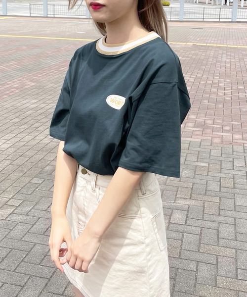 apres jour(アプレジュール)の「配色リブTシャツ【ZOZOTOWN限定アイテム】(Tシャツ/カットソー・レディース・ダークグリーン/アイボリー/ダークブルー・X-LARGE/フリー)」の11枚目の写真