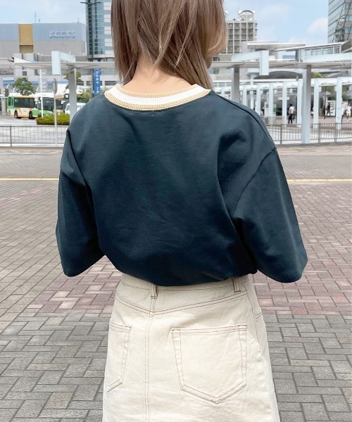 apres jour(アプレジュール)の「配色リブTシャツ【ZOZOTOWN限定アイテム】(Tシャツ/カットソー・レディース・ダークグリーン/アイボリー/ダークブルー・X-LARGE/フリー)」の15枚目の写真