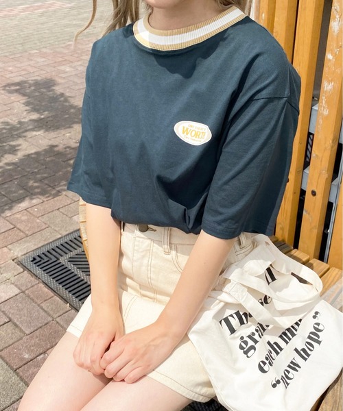 apres jour(アプレジュール)の「配色リブTシャツ【ZOZOTOWN限定アイテム】(Tシャツ/カットソー・レディース・ダークグリーン/アイボリー/ダークブルー・X-LARGE/フリー)」の5枚目の写真