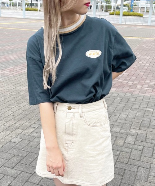 apres jour(アプレジュール)の「配色リブTシャツ【ZOZOTOWN限定アイテム】(Tシャツ/カットソー・レディース・ダークグリーン/アイボリー/ダークブルー・X-LARGE/フリー)」の4枚目の写真
