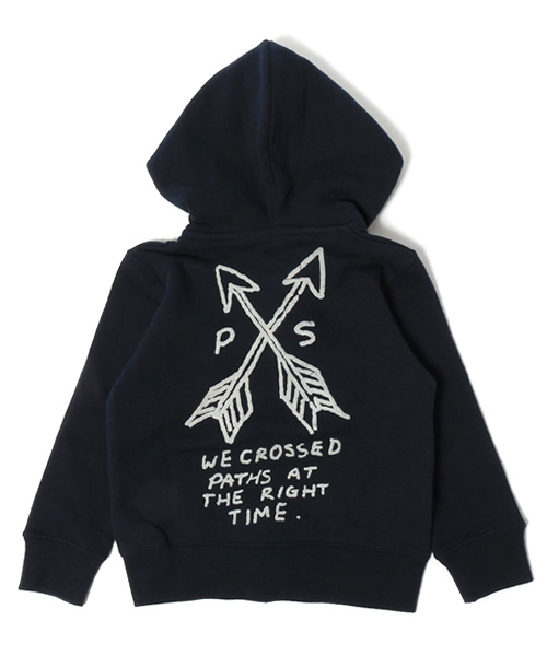 AZUL by moussy(アズールバイマウジー)の「バックWアロー裏起毛ZIPパーカー(パーカー・キッズ・インディゴブルー/トップグレー・100/120/110/150/140/130)」の1枚目の写真