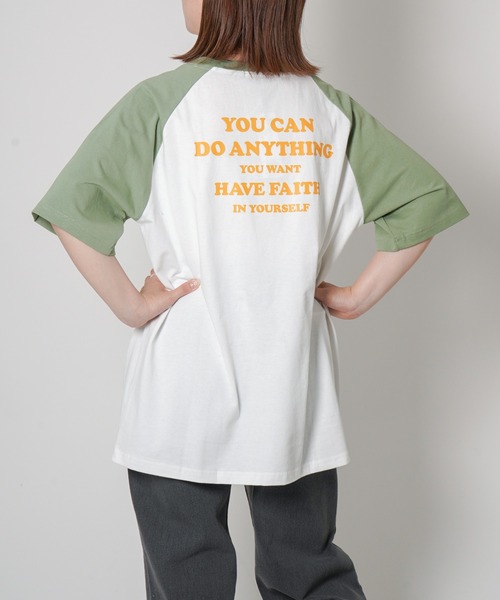 VENCEEXCHANGE（ヴァンスエクスチェンジ）の「CONFIDENCE ラグランTシャツ（Tシャツ/カットソー・レディース・ブラック/クリアグリーン/ライトベージュ・M）」の3枚目の写真