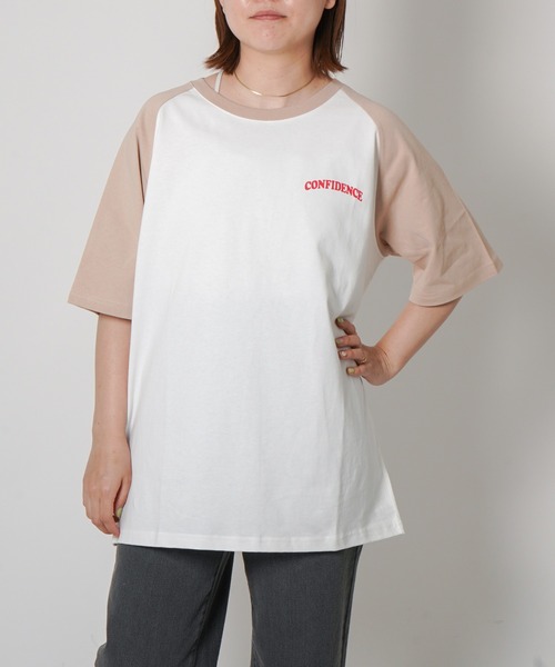 VENCEEXCHANGE（ヴァンスエクスチェンジ）の「CONFIDENCE ラグランTシャツ（Tシャツ/カットソー・レディース・ブラック/クリアグリーン/ライトベージュ・M）」の17枚目の写真