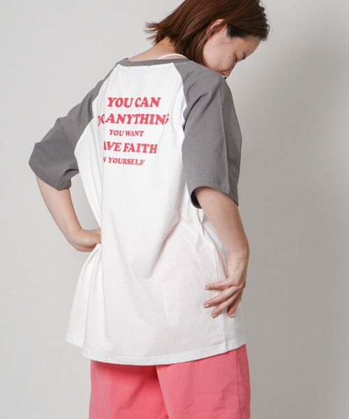 VENCEEXCHANGE（ヴァンスエクスチェンジ）の「CONFIDENCE ラグランTシャツ（Tシャツ/カットソー・レディース・ブラック/クリアグリーン/ライトベージュ・M）」の21枚目の写真