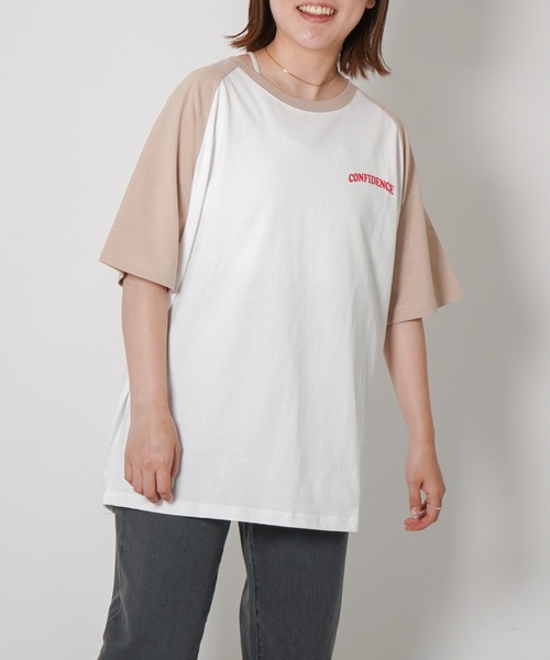 VENCEEXCHANGE（ヴァンスエクスチェンジ）の「CONFIDENCE ラグランTシャツ（Tシャツ/カットソー・レディース・ブラック/クリアグリーン/ライトベージュ・M）」の18枚目の写真