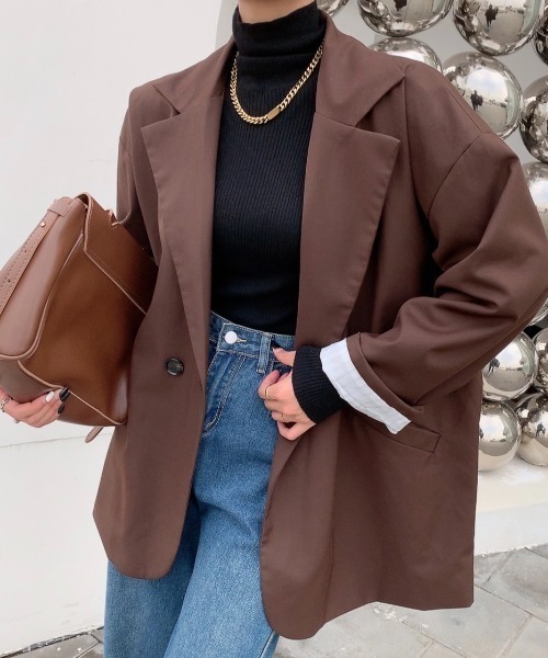 Diosfront（ディオスフロント）の「オーバーサイズテーラードジャケット（テーラードジャケット・レディース・ブラック/モカ/ベージュ・M/L）」の2枚目の写真
