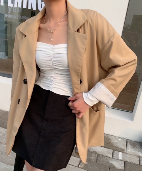 Diosfront（ディオスフロント）の「オーバーサイズテーラードジャケット（テーラードジャケット・レディース・ブラック/モカ/ベージュ・M/L）」の19枚目の写真