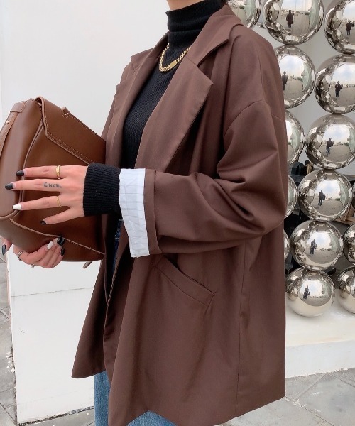 Diosfront（ディオスフロント）の「オーバーサイズテーラードジャケット（テーラードジャケット・レディース・ブラック/モカ/ベージュ・M/L）」の15枚目の写真