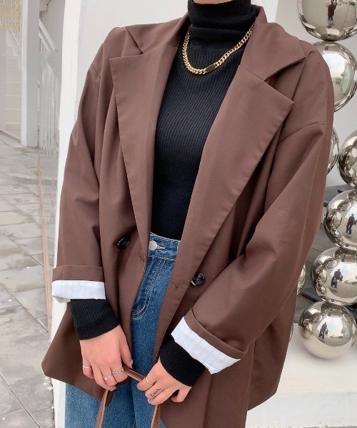 Diosfront（ディオスフロント）の「オーバーサイズテーラードジャケット（テーラードジャケット・レディース・ブラック/モカ/ベージュ・M/L）」の14枚目の写真