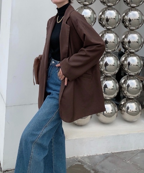 Diosfront（ディオスフロント）の「オーバーサイズテーラードジャケット（テーラードジャケット・レディース・ブラック/モカ/ベージュ・M/L）」の9枚目の写真