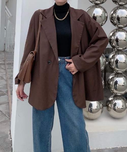 Diosfront（ディオスフロント）の「オーバーサイズテーラードジャケット（テーラードジャケット・レディース・ブラック/モカ/ベージュ・M/L）」の8枚目の写真