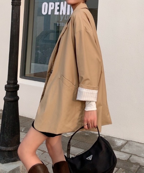 Diosfront（ディオスフロント）の「オーバーサイズテーラードジャケット（テーラードジャケット・レディース・ブラック/モカ/ベージュ・M/L）」の6枚目の写真