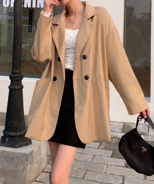 Diosfront（ディオスフロント）の「オーバーサイズテーラードジャケット（テーラードジャケット・レディース・ブラック/モカ/ベージュ・M/L）」の5枚目の写真