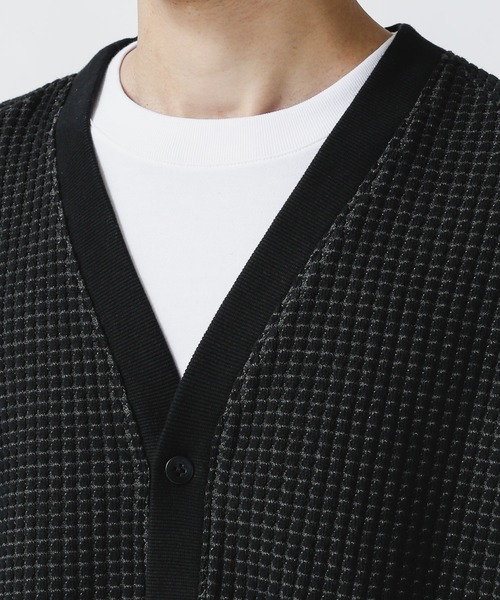 NANO universe(ナノユニバース)の「オニワッフルカーディガン(カーディガン/ボレロ・メンズ・ピンク/ブラック/グレー系その他4・L/S/M)」の5枚目の写真