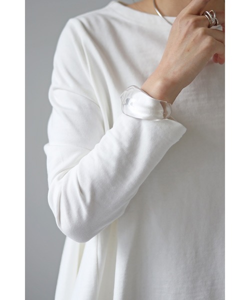 Bonjour Sagan（ボンジュールサガン）の「裾フレアロンT（Tシャツ/カットソー・レディース・ピンク/ホワイト/ブラック/ライトカーキ・FREE）」の15枚目の写真