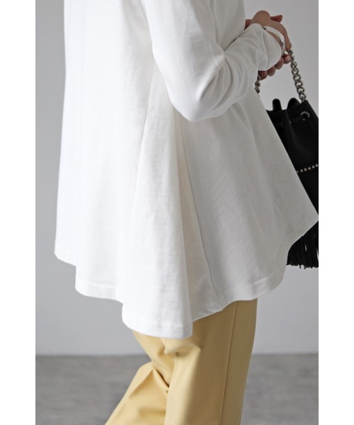 Bonjour Sagan（ボンジュールサガン）の「裾フレアロンT（Tシャツ/カットソー・レディース・ピンク/ホワイト/ブラック/ライトカーキ・FREE）」の16枚目の写真