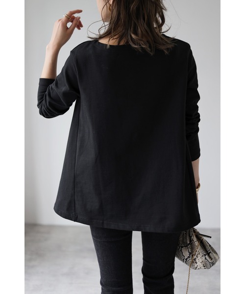 Bonjour Sagan（ボンジュールサガン）の「裾フレアロンT（Tシャツ/カットソー・レディース・ピンク/ホワイト/ブラック/ライトカーキ・FREE）」の18枚目の写真