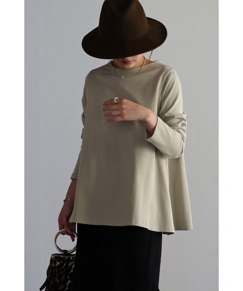 Bonjour Sagan（ボンジュールサガン）の「裾フレアロンT（Tシャツ/カットソー・レディース・ピンク/ホワイト/ブラック/ライトカーキ・FREE）」の22枚目の写真