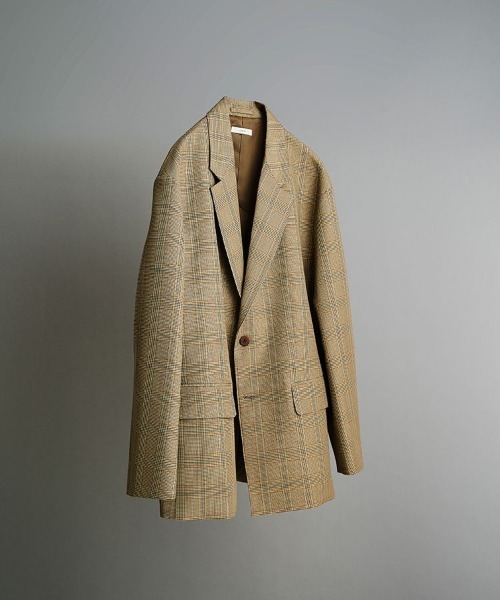 LIDNM（リドム）の「WOOL CHECK JACKET（テーラードジャケット・メンズ・ベージュ・MEDIUM/LARGE）」の8枚目の写真