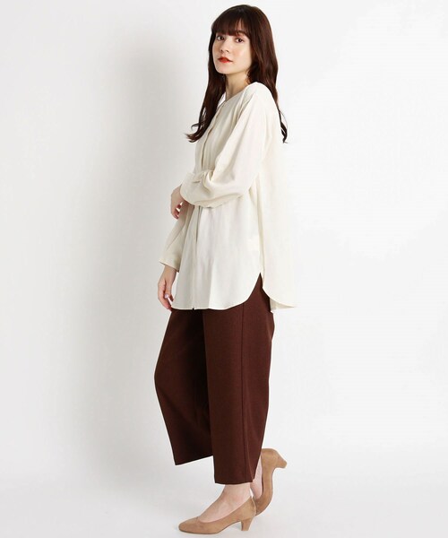 grove（グローブ）の「◆【S-3L】ビブヨーク切り替えチュニック（シャツ/ブラウス・レディース・ナチュラル/パープル系4/カーキ系6/キャメル・04/05/02/03/01）」の6枚目の写真