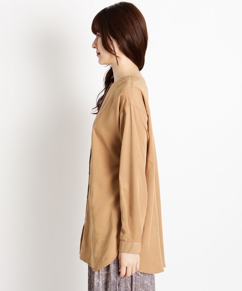 grove（グローブ）の「◆【S-3L】ビブヨーク切り替えチュニック（シャツ/ブラウス・レディース・ナチュラル/パープル系4/カーキ系6/キャメル・04/05/02/03/01）」の8枚目の写真