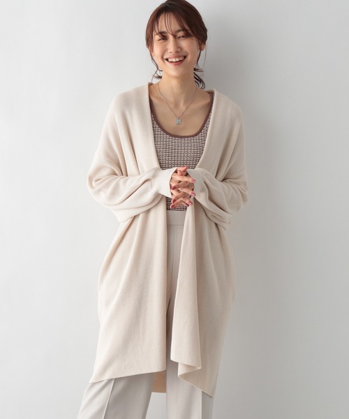 GLOBAL WORK（グローバルワーク）の「洗えるショールカーディガン/958033（カーディガン/ボレロ・レディース・アイボリー/ブラック/モカ・MEDIUM/LARGE）」の8枚目の写真