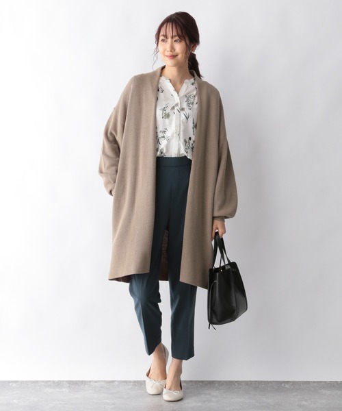 GLOBAL WORK（グローバルワーク）の「洗えるショールカーディガン/958033（カーディガン/ボレロ・レディース・アイボリー/ブラック/モカ・MEDIUM/LARGE）」の12枚目の写真