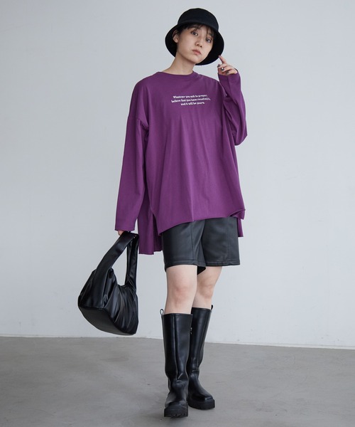 PAGEBOY（ページボーイ）の「シシュウロゴロンＴ（Tシャツ/カットソー・レディース・ブラック/オフホワイト/パープル系その他/グレイッシュベージュ・FREE）」の10枚目の写真