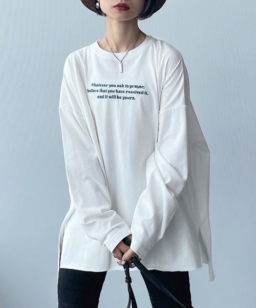 PAGEBOY（ページボーイ）の「シシュウロゴロンＴ（Tシャツ/カットソー・レディース・ブラック/オフホワイト/パープル系その他/グレイッシュベージュ・FREE）」の9枚目の写真