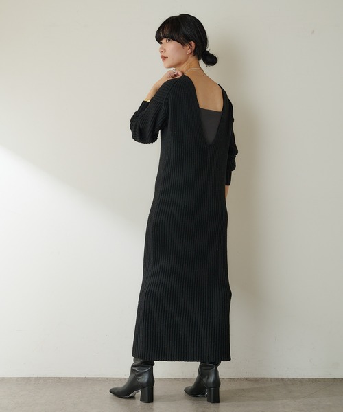 SHENERY（シーナリー）の「バックシャンリブニットワンピース（ワンピース・レディース・オフホワイト/ブラック/グレー・FREE）」の10枚目の写真