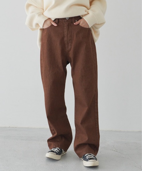 flaner（フラネ）の「ルーズデニムパンツ【ユニセックス対応】（デニムパンツ・レディース・ブラック/ブラウン/オフホワイト・SMALL/MEDIUM/LARGE）」の3枚目の写真