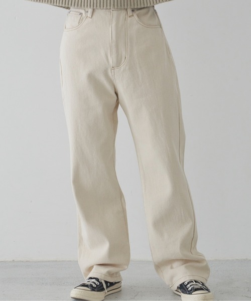 flaner（フラネ）の「ルーズデニムパンツ【ユニセックス対応】（デニムパンツ・レディース・ブラック/ブラウン/オフホワイト・SMALL/MEDIUM/LARGE）」の4枚目の写真