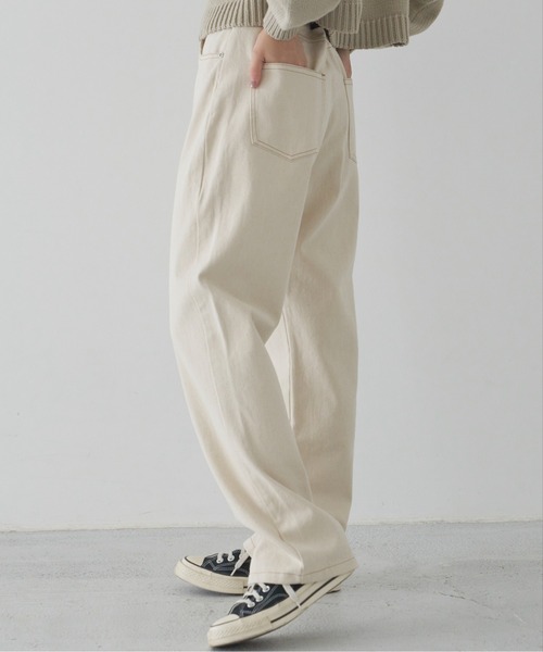 flaner（フラネ）の「ルーズデニムパンツ【ユニセックス対応】（デニムパンツ・レディース・ブラック/ブラウン/オフホワイト・SMALL/MEDIUM/LARGE）」の6枚目の写真