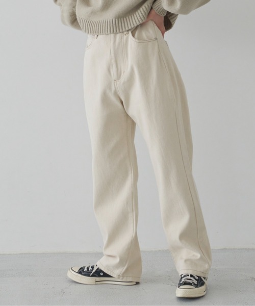 flaner（フラネ）の「ルーズデニムパンツ【ユニセックス対応】（デニムパンツ・レディース・ブラック/ブラウン/オフホワイト・SMALL/MEDIUM/LARGE）」の5枚目の写真