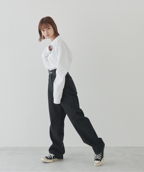 flaner（フラネ）の「ルーズデニムパンツ【ユニセックス対応】（デニムパンツ・レディース・ブラック/ブラウン/オフホワイト・SMALL/MEDIUM/LARGE）」の17枚目の写真