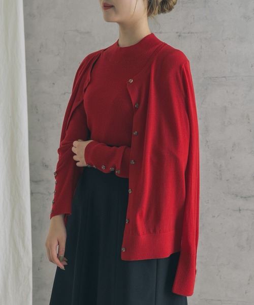 URBAN RESEARCH ROSSO WOMEN（アーバンリサーチ　ロッソ）の「ウォッシャブルウールクルーネックカーディガン（カーディガン/ボレロ・レディース・ブラック/レッド/ベージュ・FREE）」の5枚目の写真