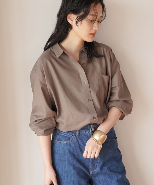 AMERICAN HOLIC(アメリカンホリック)の「★コットンビエラベーシックシャツ(シャツ/ブラウス・レディース・オフホワイト/モカ/その他9/ストライプ/チェック・S/M/L)」の4枚目の写真