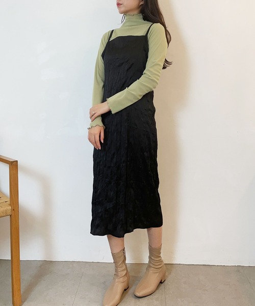 CEMONEMO（セモネモ）の「ワッシャー加工 キャミワンピース（ワンピース・レディース・ベージュ/グレー/ブラック・FREE）」の2枚目の写真