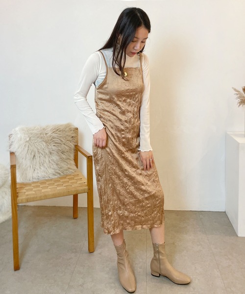 CEMONEMO（セモネモ）の「ワッシャー加工 キャミワンピース（ワンピース・レディース・ベージュ/グレー/ブラック・FREE）」の18枚目の写真