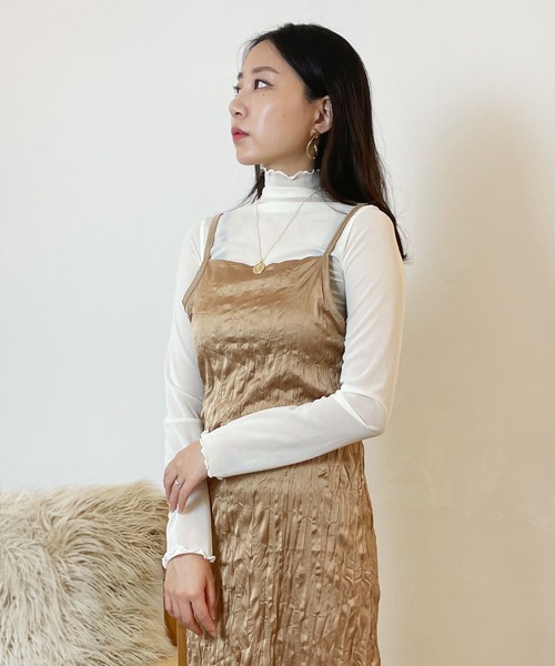 CEMONEMO（セモネモ）の「ワッシャー加工 キャミワンピース（ワンピース・レディース・ベージュ/グレー/ブラック・FREE）」の5枚目の写真