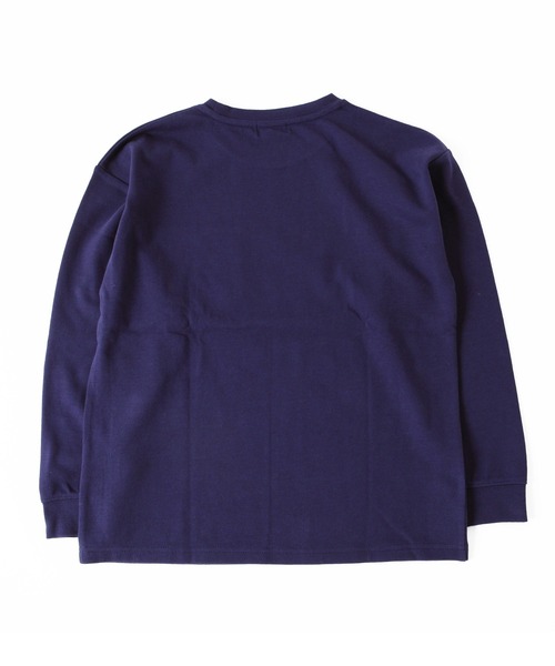GLAZOS（グラソス）の「厚手天竺・ドロップショルダーワンポイント刺繍ポケット長袖Tシャツ（Tシャツ/カットソー・キッズ・ホワイト/ブラック/ダークグリーン/ネイビー・140cm/150cm/160cm/170cm/130cm）」の14枚目の写真
